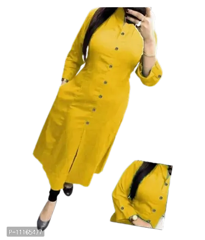 Womens Cotton Selfie Show Button Work Kurti-thumb0