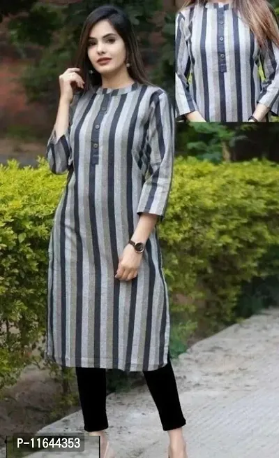 Stylish Cotton Printed Straight Kurta For Women-thumb0