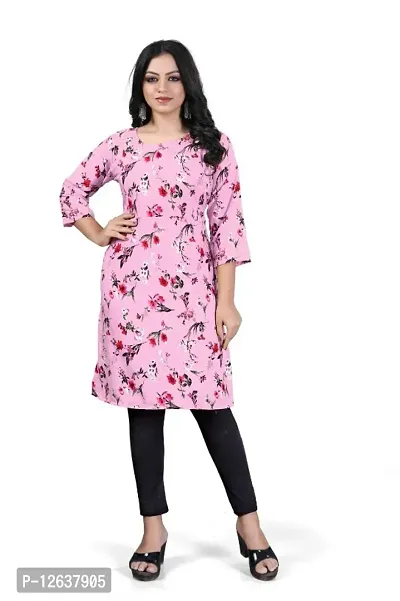 Floral Printed Crepe Beautiful Daily Wear Kurti-thumb0