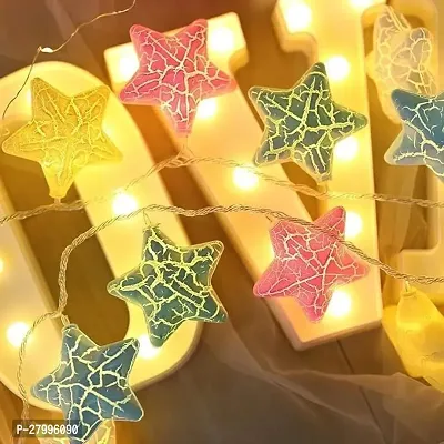 Multicolor Crack Star String Lights 16 Led Plug in Decorative Lights for Diwali Christmas Party Birthday and Wedding Events-thumb0