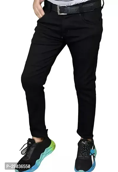 Stylish Black Denim Solid Jeans For Boys-thumb0