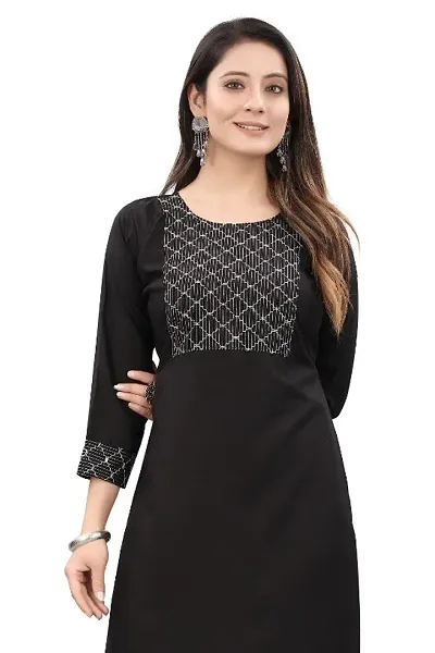 Women Rayon Embellished Straight Kurta