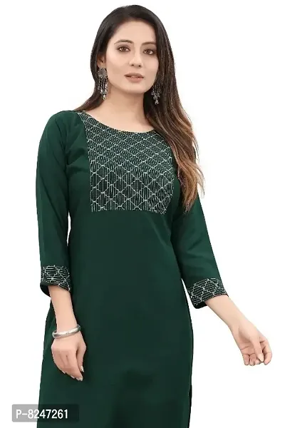 Women Rayon Embellished Straight Kurta-thumb0