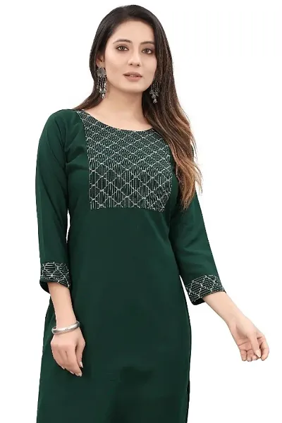 Women Rayon Embellished Straight Kurta