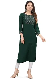 Women Rayon Embellished Straight Kurta-thumb2