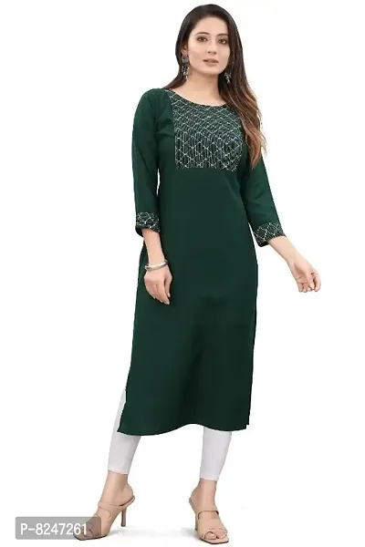 Women Rayon Embellished Straight Kurta-thumb3