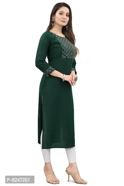 Women Rayon Embellished Straight Kurta-thumb4