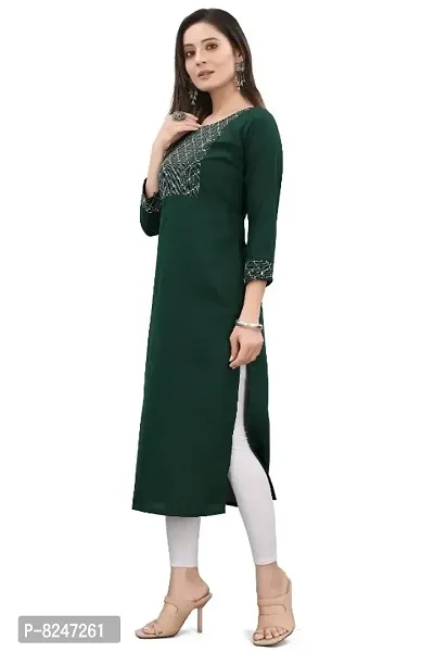 Women Rayon Embellished Straight Kurta-thumb2