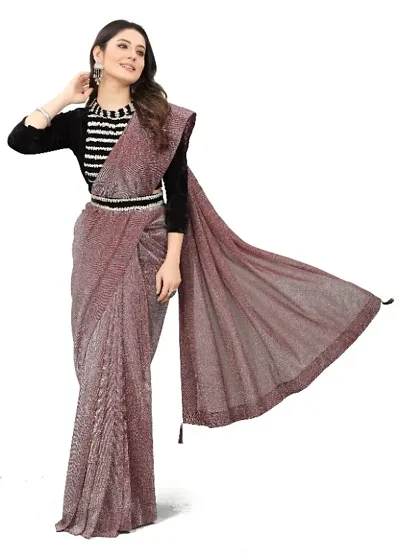 stylish fancy beautiful zari lycra saree for women and girl