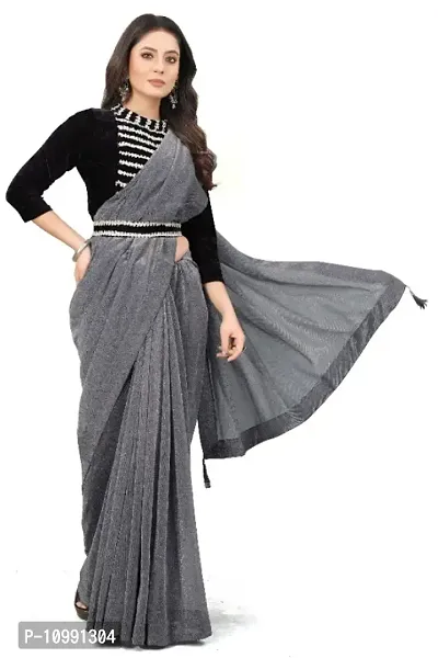 stylish fancy beautiful zari lycra saree for women and girl