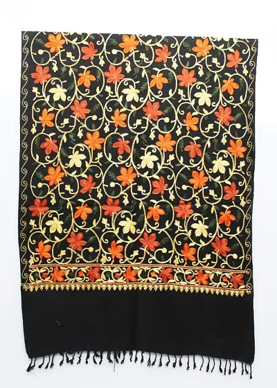 Kashmir Embroidered, Poly Acralic Wool 28X80 Traditional Ari Embroidery Shawl/Stoles for Women,Ladies,Girls