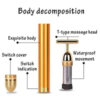 Marc Gold Energy Beauty Bar Electric Vibration Facial Massage Roller Waterproof Face Skin Care T-Shaped Anti Wrinkle Massager for Forehead Cheek Neck Clavicle Arm Leg-thumb3