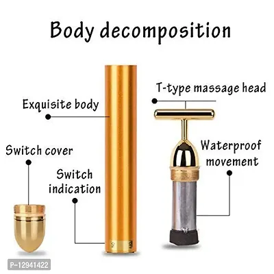 Marc Gold Energy Beauty Bar Electric Vibration Facial Massage Roller Waterproof Face Skin Care T-Shaped Anti Wrinkle Massager for Forehead Cheek Neck Clavicle Arm Leg-thumb4