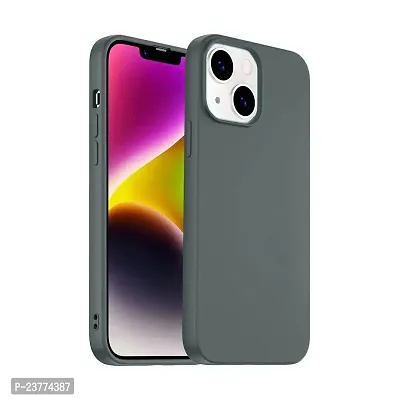 YellowCult Ultra-Smooth  Shockproof Liquid Silicon Back Cover Case for Apple iPhone 14 (6.1 Inch) (Charcoal Gray)-thumb0