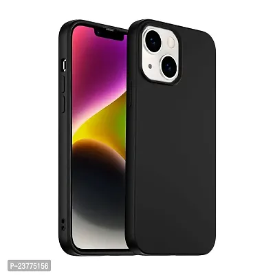 YellowCult Ultra-Smooth  Shockproof Liquid Silicon Back Cover Case for Apple iPhone 14 (6.1 Inch) (Overnight Black)