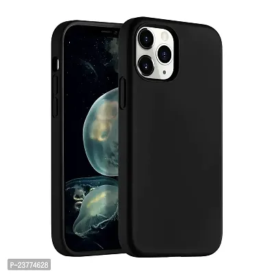 YELLOWCULT Ultra-Smooth  Shockproof Liquid Silicon Back Cover Case for Apple iPhone 12, 12 Pro (6.1 Inch) (Overnight Black)-thumb0