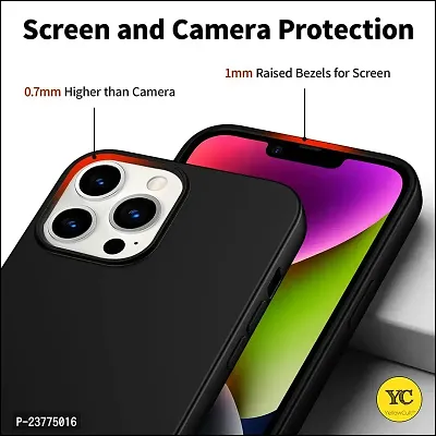 YellowCult Ultra-Smooth  Shockproof Liquid Silicon Back Cover Case for Apple iPhone 14 Pro Max (6.7 Inch) (Overnight Black)-thumb3