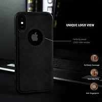 YellowCult Back Cover Case for Apple iPhone X, XS with Logo View, Made with PU Leather (5.8 Inch) (Black)-thumb2