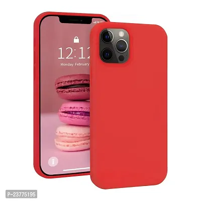 YellowCult Ultra-Smooth  Shockproof Liquid Silicon Back Cover Case for Apple iPhone 12, 12 Pro (6.1 Inch) (Red)-thumb0