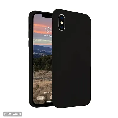 YellowCult Ultra-Smooth  Shockproof Liquid Silicon Back Cover Case for Apple iPhone Xs Max (6.5 Inch) (Overnight Black)-thumb0
