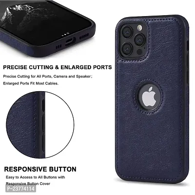 YellowCult Back Cover Case for Apple iPhone 12 Pro with Logo View, Made with PU Leather (6.1 Inch) (Blue)-thumb3
