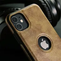 YellowCult Back Cover Case for Apple iPhone 11 with Logo View, Made with PU Leather (6.1 Inch) (Brown)-thumb2