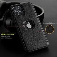 YellowCult Back Cover Case for Apple iPhone 13 Pro Max with Logo View, Made with PU Leather (6.7 Inch) (Black)-thumb4