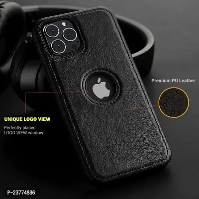 YellowCult Back Cover Case for Apple iPhone 13 Pro Max with Logo View, Made with PU Leather (6.7 Inch) (Black)-thumb5