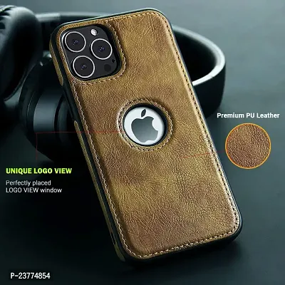 YellowCult Back Cover Case for Apple iPhone 13 Pro Max with Logo View, Made with PU Leather (6.7 Inch) (Brown)-thumb5
