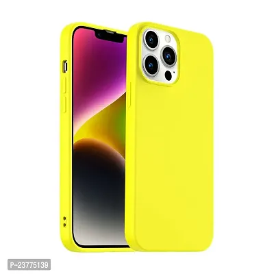 YellowCult Ultra-Smooth  Shockproof Liquid Silicon Back Cover Case for Apple iPhone 14 Pro (6.1 Inch) (Wacky Yellow)-thumb0