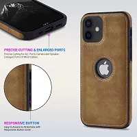 YellowCult Back Cover Case for Apple iPhone 12 Mini with Logo View, Made with PU Leather (5.4 Inch) (Brown)-thumb2