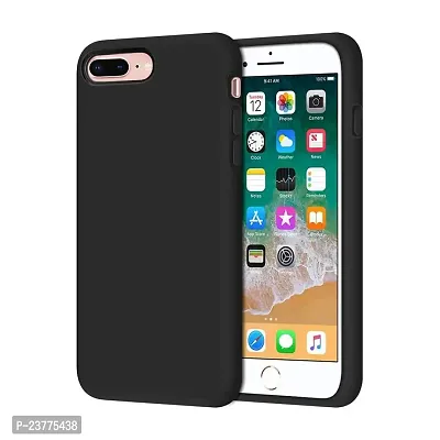 YellowCult Ultra-Smooth  Shockproof Liquid Silicon Back Cover Case for Apple iPhone 7 Plus, 8 Plus (5.5 Inch) (Overnight Black)