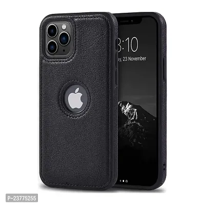 YellowCult Back Cover Case for Apple iPhone 11 Pro with Logo View, Made with PU Leather (5.8 Inch) (Black)