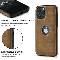 YellowCult Back Cover Case for Apple iPhone 12 with Logo View, Made with PU Leather (6.1 Inch) (Brown)-thumb2