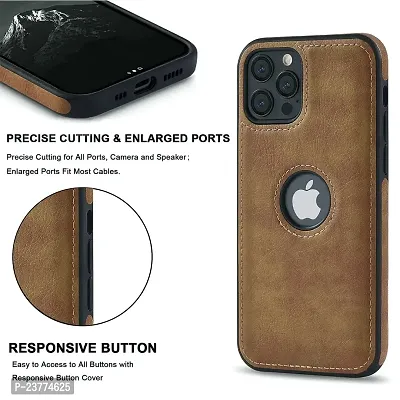 YellowCult Back Cover Case for Apple iPhone 12 with Logo View, Made with PU Leather (6.1 Inch) (Brown)-thumb3