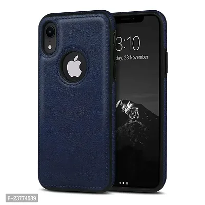 YellowCult Back Cover Case for Apple iPhone XR with Logo View, Made with PU Leather (6.1 Inch) (Blue)