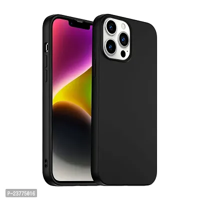 YellowCult Ultra-Smooth  Shockproof Liquid Silicon Back Cover Case for Apple iPhone 14 Pro Max (6.7 Inch) (Overnight Black)-thumb0