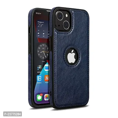YellowCult Back Cover Case for Apple iPhone 13 with Logo View, Made with PU Leather (6.1 Inch) (Blue)