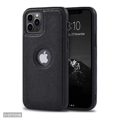 YellowCult Back Cover Case for Apple iPhone 11 Pro Max with Logo View, Made with PU Leather (6.5 Inch) (Black)