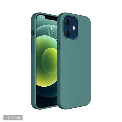 YellowCult Ultra-Smooth  Shockproof Liquid Silicon Back Cover Case for Apple iPhone 12, 12 Pro (6.1 Inch) (Different Green)-thumb0
