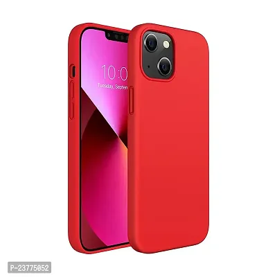 YellowCult Ultra-Smooth  Shockproof Liquid Silicon Back Cover Case for Apple iPhone 13 (6.1 Inch) (Red)
