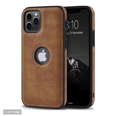 YellowCult Back Cover Case for Apple iPhone 11 Pro Max with Logo View, Made with PU Leather (6.5 Inch) (Brown)