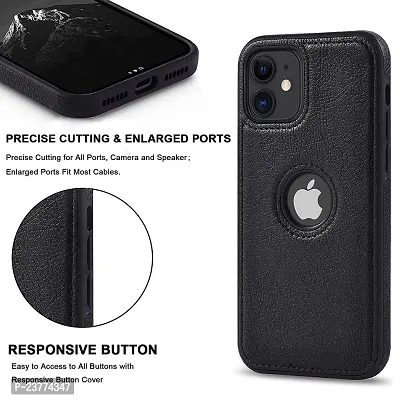 YellowCult Back Cover Case for Apple iPhone 11 with Logo View, Made with PU Leather (6.1 Inch) (Black)-thumb5