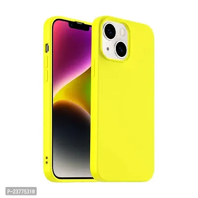 YellowCult Ultra-Smooth  Shockproof Liquid Silicon Back Cover Case for Apple iPhone 14 (6.1 Inch) (Wacky Yellow)