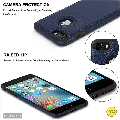 YellowCult Back Cover Case for Apple iPhone 7 with Logo View, Made with PU Leather (Blue)-thumb4