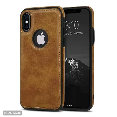 YellowCult Back Cover Case for Apple iPhone X Max, XS MAX with Logo View, Made with PU Leather (6.5 Inch) (Brown)