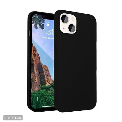 YellowCult Ultra-Smooth  Shockproof Liquid Silicon Back Cover Case for Apple iPhone 13 (6.1 Inch) (Overnight Black)-thumb0