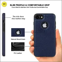 YellowCult Back Cover Case for Apple iPhone 7 with Logo View, Made with PU Leather (Blue)-thumb2