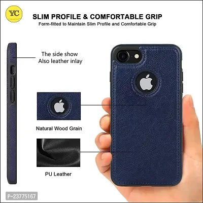YellowCult Back Cover Case for Apple iPhone 7 with Logo View, Made with PU Leather (Blue)-thumb3