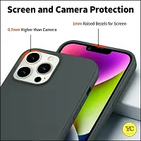 YellowCult Ultra-Smooth  Shockproof Liquid Silicon Back Cover Case for Apple iPhone 14 Pro (6.1 Inch) (Charcoal Gray)-thumb2